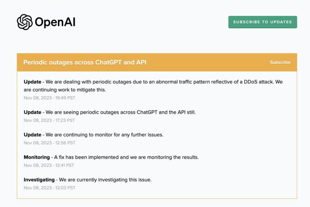 1699628351 963 دعوا DDoS در روزهای قبل کارکرد ChatGPT را مختل کرده‌اند