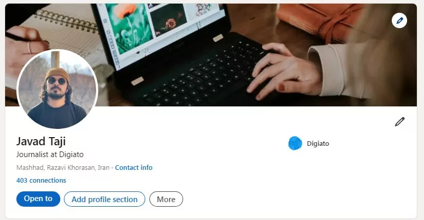 آموزش ساخت پروفایل حرفه ای لینکدین سیاه پوش.webp