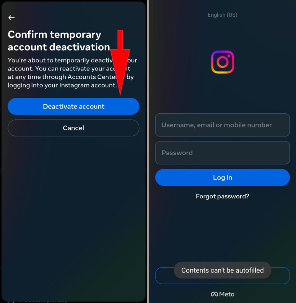 آموزش تصویری دی اکتیو اینستاگرام_سیاه پوش 5 حذف موقت اکانت اینستاگرام با موبایل