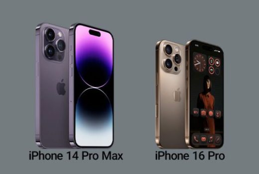 مقایسه طراحی و جنس بدنه آیفون 16 پرو و آیفون 14 پرو مکس.