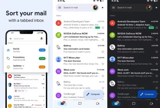 اپ جیمیل در اندروید و آیفون با تغییرات ظاهری و کاربردی به‌روز شد