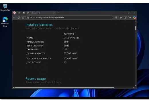 بررسی سلامت باتری در ویندوز