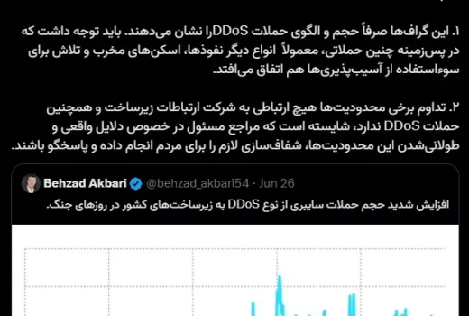 تداوم محدودیت‌ها به شرکت ما و حملات DDoS مربوط نیست