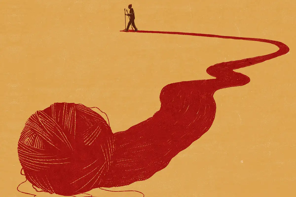 مقصد از خلقت انسان چیست؟_سیاه پوش 67 مرد در انتهای کاموای قرمز باز شده