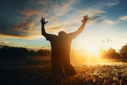 تعظیم به نور در دشتزار جلوی آسمان