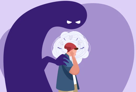 شبح ترسناک پشت سر مرد کارتونی